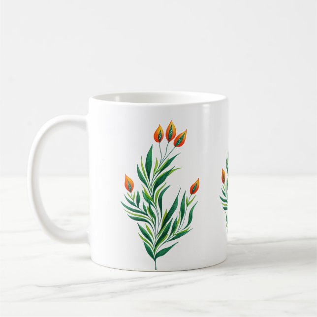 Abstract Botanical Art Spring Plant Coffee Mug (Left)