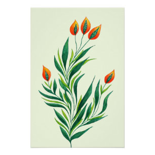 Abstract Botanical Art Spring Plant Poster
