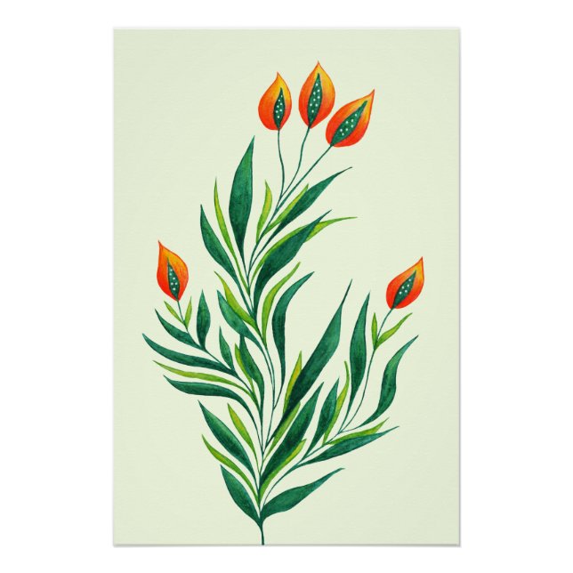 Abstract Botanical Art Spring Plant Poster (Front)