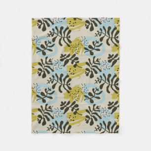 Abstract Botanical Bohemian Pastel Green Blue Fleece Blanket