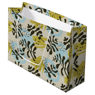 Abstract Botanical Bohemian Pastel Green Blue Large Gift Bag