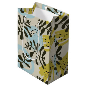 Abstract Botanical Bohemian Pastel Green Blue Medium Gift Bag