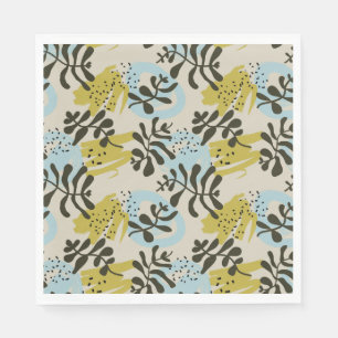 Abstract Botanical Bohemian Pastel Green Blue Napkin