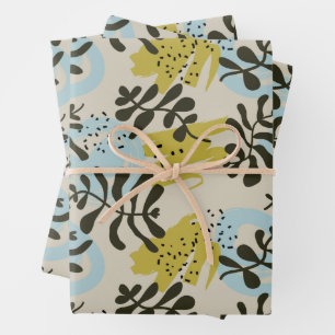 Abstract Botanical Bohemian Pastel Green Blue Wrapping Paper Sheet