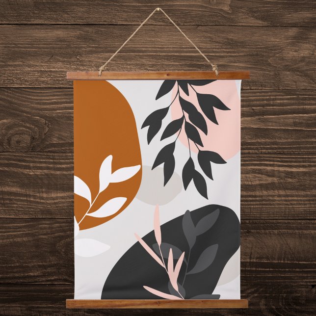Abstract Botanical Design in Earth Tones Hanging Tapestry (Creator Uploaded)