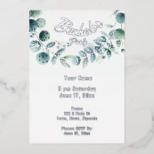 Abstract Botanical Eucalyptus Leaf Foil Invitation