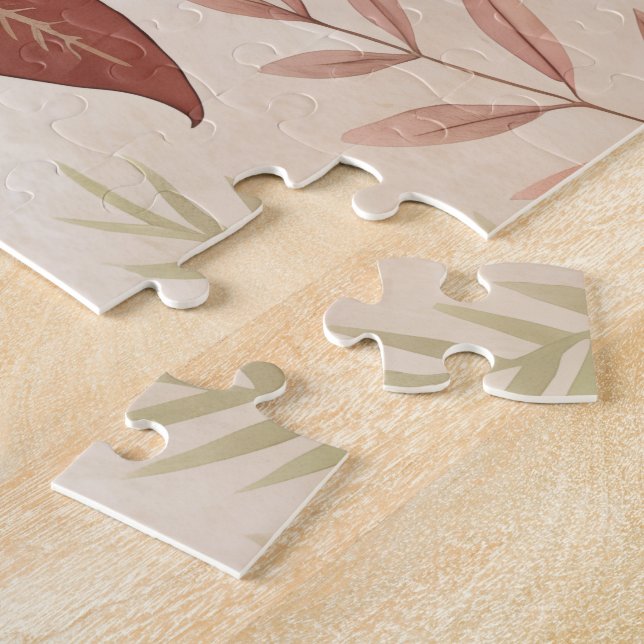 Abstract Botanical Jigsaw Puzzle – Earthy Leaves  (Side)