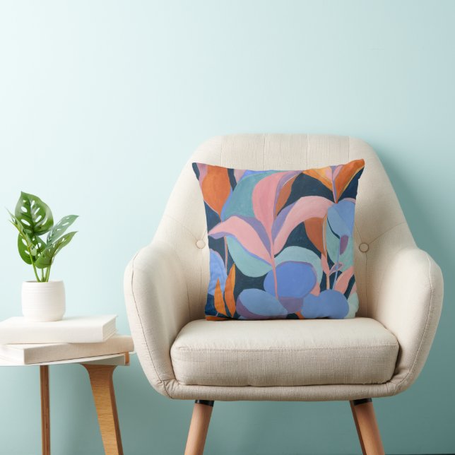 Abstract Botanical Painting Original Art Cushion (Chair)