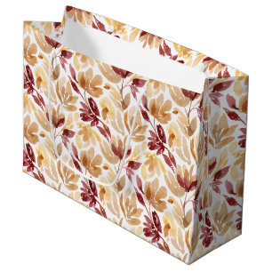 Abstract Botanical Pattern in Warm Autumn Colors Large Gift Bag