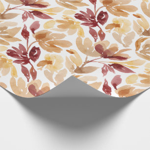 Abstract Botanical Pattern in Warm Autumn Colors Wrapping Paper