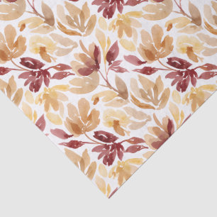 Abstract Botanical Pattern in Warm Autumn Colours Tissue Paper