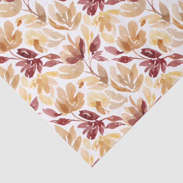 Abstract Botanical Pattern in Warm Autumn Colours Tissue Paper (Detail)