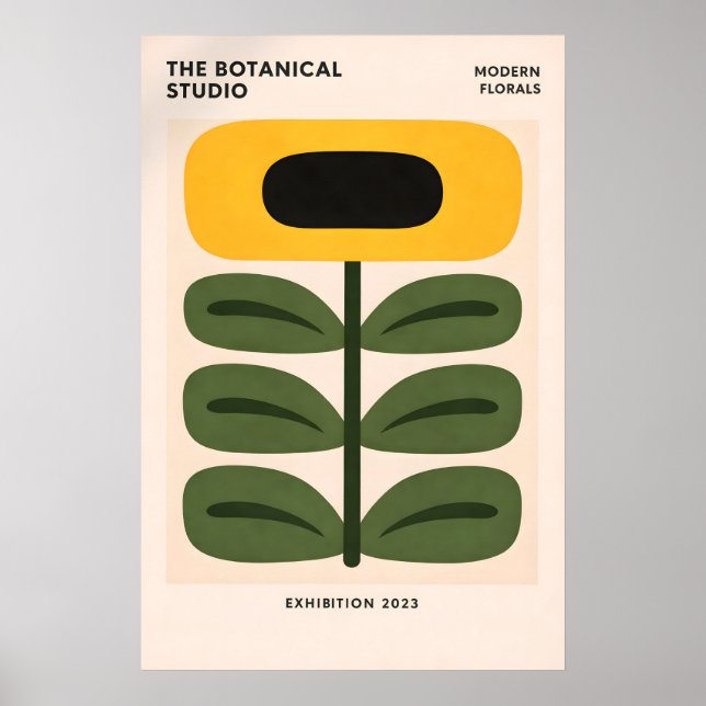 Abstract Botanical Poster, Modern Floral Print (Front)