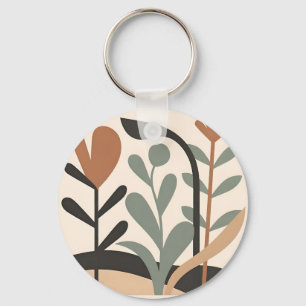 Abstract Botanical Shapes Key Ring