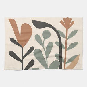 Abstract Botanical Shapes Tea Towel