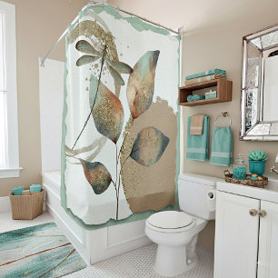 Abstract botanical shower curtain