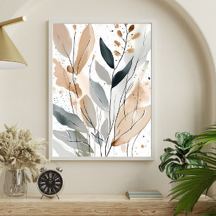 Abstract Botanical Splatter Art unframed Poster