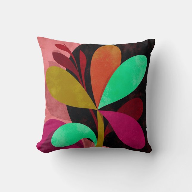 Abstract Botanical Throw Pillow  (Front)