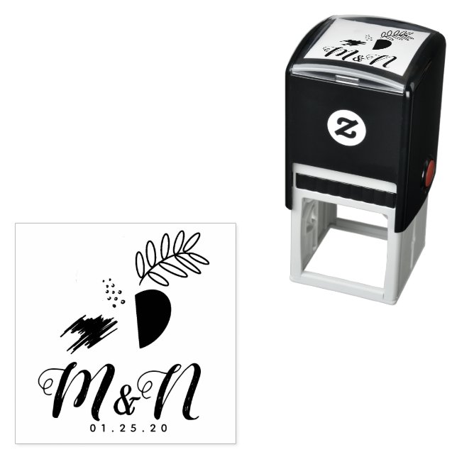 Abstract Botanical Wedding Greenery Self-inking Stamp (In Situ)