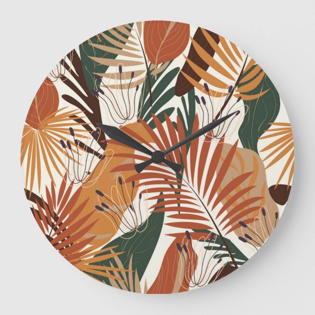 Abstract Botanicals: White Canvas Wonders Large Clock (Front)