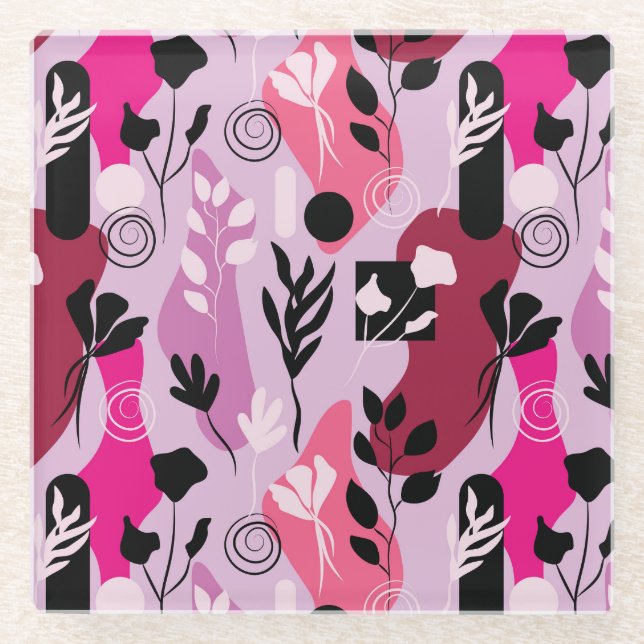 Abstract Botanics Glass Coaster (Front)