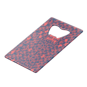Abstract bottle opener card with a pattern of red