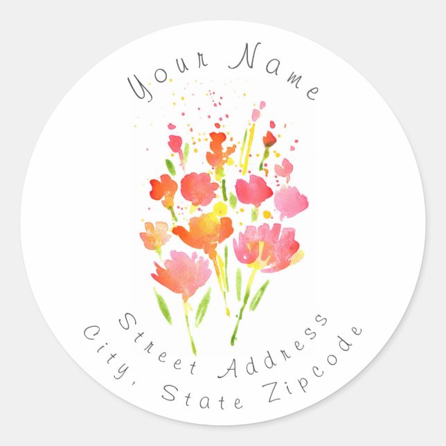 'Abstract Bouquet of Mixed Flowers' Label (Front)
