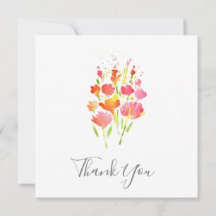 Abstract Bouquet of Mixed Flowers Thank You Card