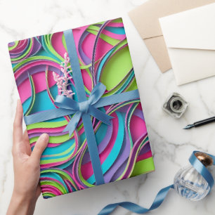 Abstract Brain Neon Network Wrapping Paper