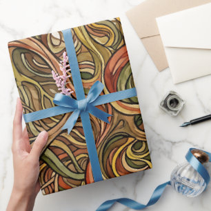 Abstract Brain Neuron Earth Tone Wrapping Paper
