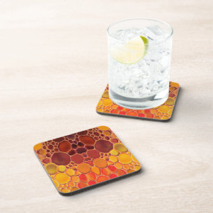 ABSTRACT BRICKS COLORFUL STONE COASTER