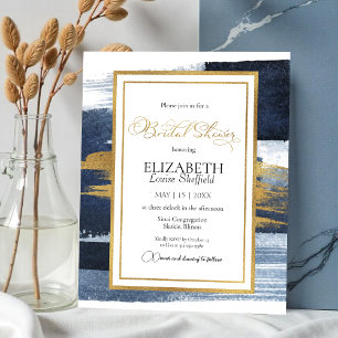Abstract Bridal Shower Invitation   Gold Navy Blue