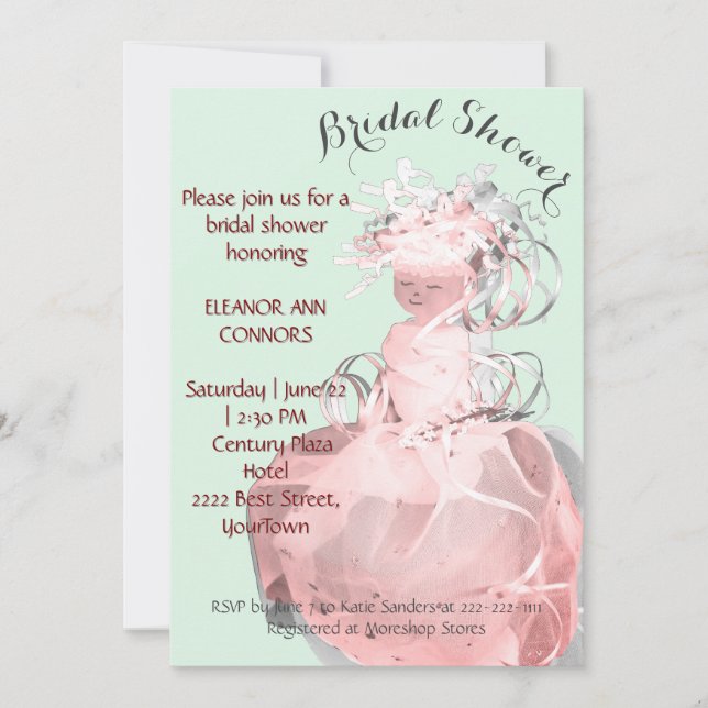 Abstract Bride Dress Spring Model Bridal Shower  Invitation (Front)