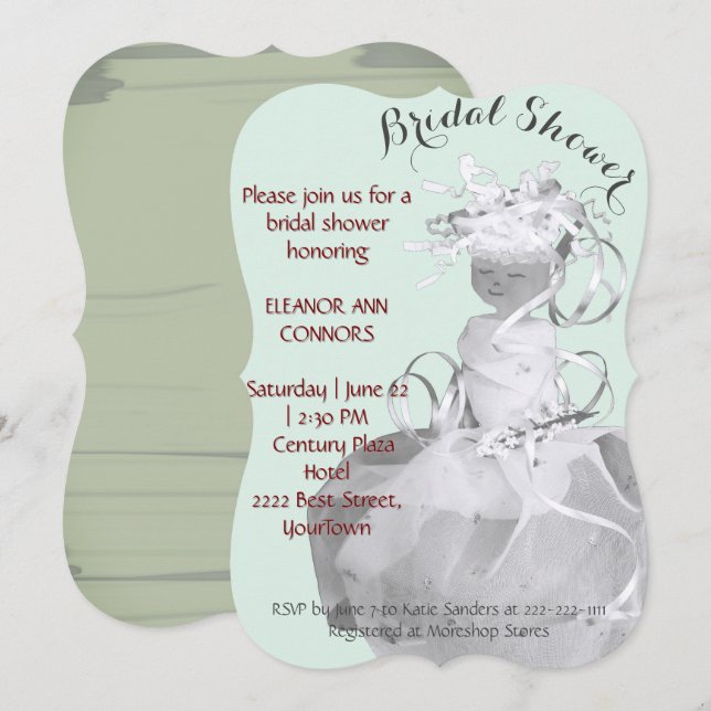 Abstract Bride Model dress Bridal Shower green (Front/Back)