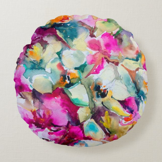 Abstract bright coloured decorative background. Fl Round Cushion (Front)