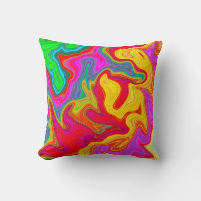 Abstract bright colourful pattern cushion (Front)