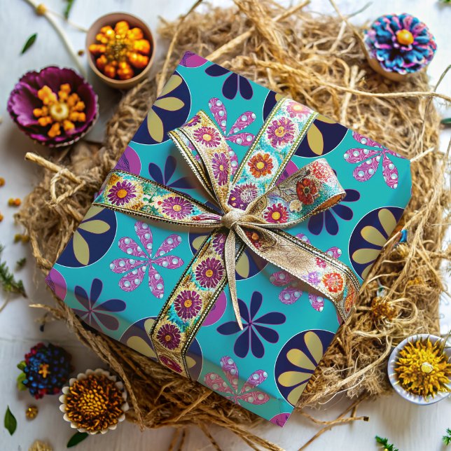 Abstract Bright Floral Colourful  Wrapping Paper (Creator Uploaded)