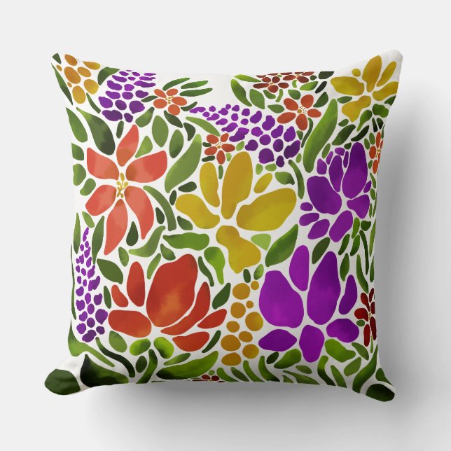 Abstract bright floral  cushion (Front)