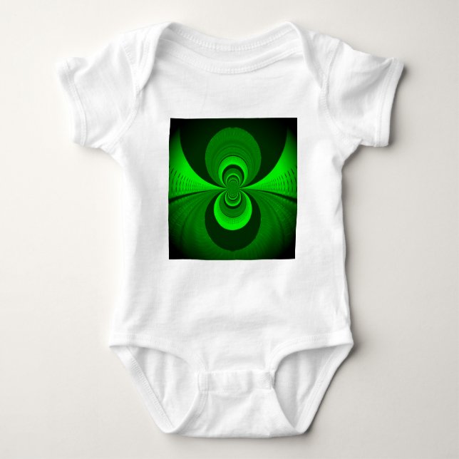 Abstract Bright Green Groovy Kaleidoscope Pattern  Baby Bodysuit (Front)
