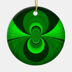 Abstract Bright Green Groovy kaleidoscope Pattern  Ceramic Tree Decoration