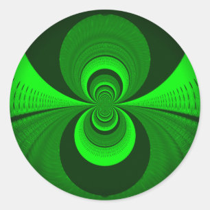 Abstract Bright Green Groovy Kaleidoscope Pattern  Classic Round Sticker