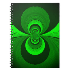 Abstract Bright Green Groovy kaleidoscope Pattern  Notebook
