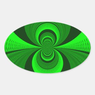 Abstract Bright Green Groovy kaleidoscope Pattern  Oval Sticker
