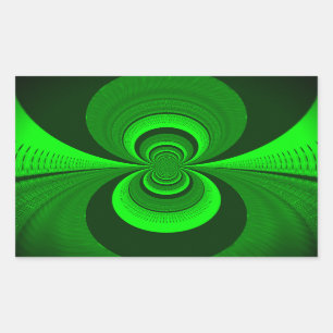 Abstract Bright Green Groovy kaleidoscope Pattern  Rectangular Sticker