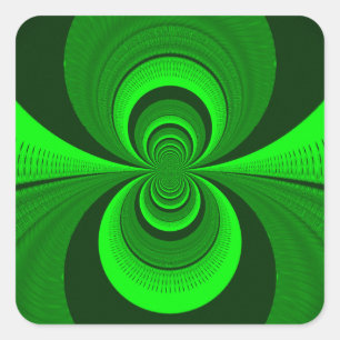 Abstract Bright Green Groovy kaleidoscope Pattern  Square Sticker