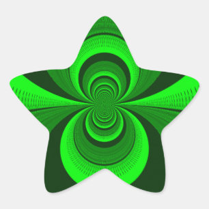 Abstract Bright Green Groovy kaleidoscope Pattern  Star Sticker