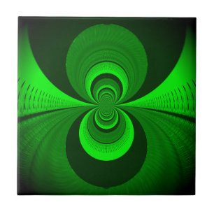 Abstract Bright Green Groovy kaleidoscope Pattern  Tile