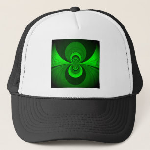 Abstract Bright Green Groovy Kaleidoscope Pattern Trucker Hat