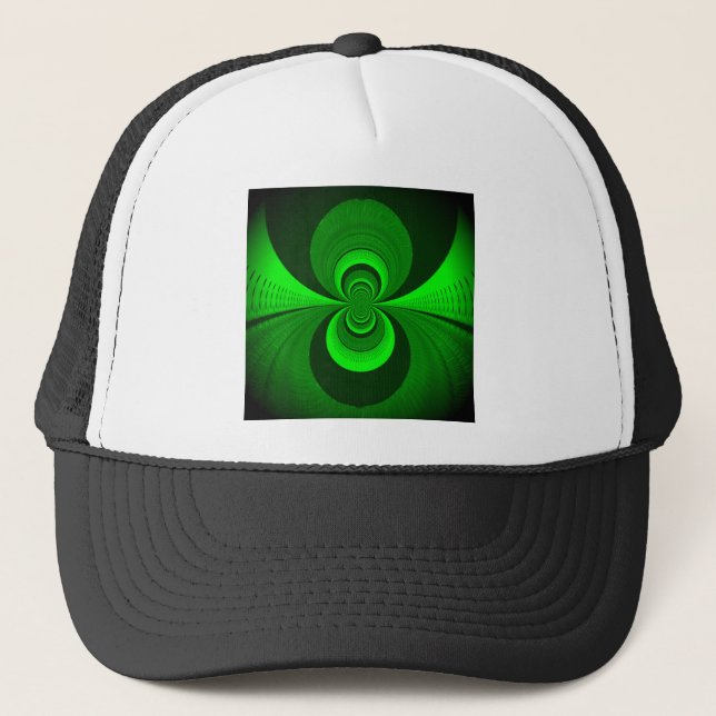 Abstract Bright Green Groovy Kaleidoscope Pattern  Trucker Hat (Front)