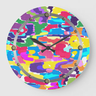 Abstract bright multicolored large clock